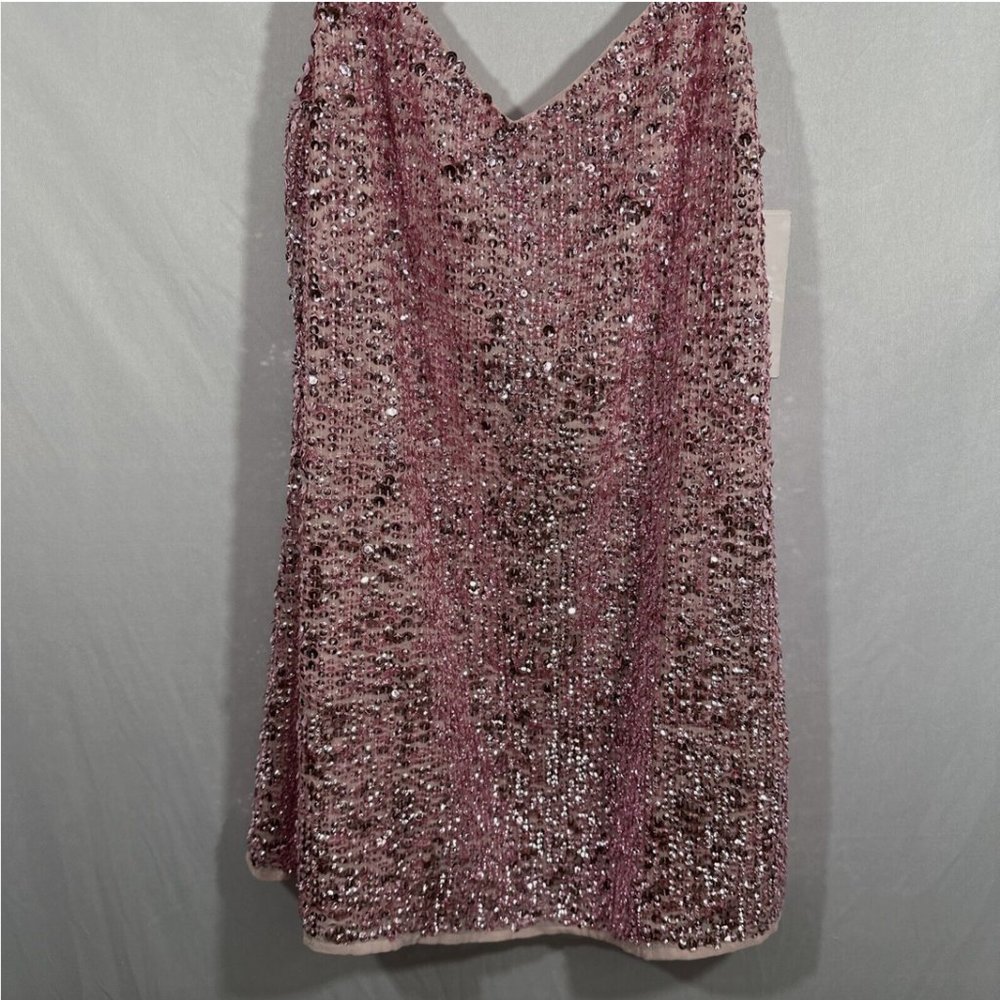 NWT $298 Mac Duggal‎ [ 12 ] Sequin Cocktail Slip Mini Dress Raspberry Pink Q592 - Picture 8 of 16
